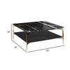 Rin 29 Inch Modern Coffee Table Square Black Marble Top with Shelf Gold By Casagear Home BM317303