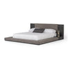 Noe Ruby Queen Bed with Built in Nightstands Low Height Gray Upholstery By Casagear Home BM317307