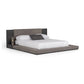 Noe Ruby Queen Bed with Built in Nightstands, Low Height, Gray Upholstery By Casagear Home