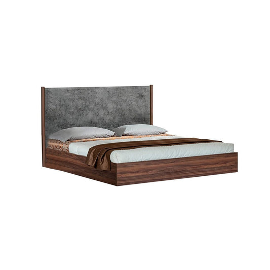 Xico California King Platform Bed, Panel Headboard, Concrete Gray, Brown By Casagear Home