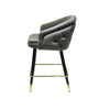 26 Inch Counter Stool Chair Set of 2 Gray Velvet Curved Back Black Gold By Casagear Home BM317320