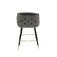 26 Inch Counter Stool Chair Set of 2 Gray Velvet Curved Back Black Gold By Casagear Home BM317320