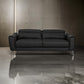 Reno Mave 80 Inch Sofa Chrome Flared Arms Plush Black Top Grain Leather By Casagear Home BM317326