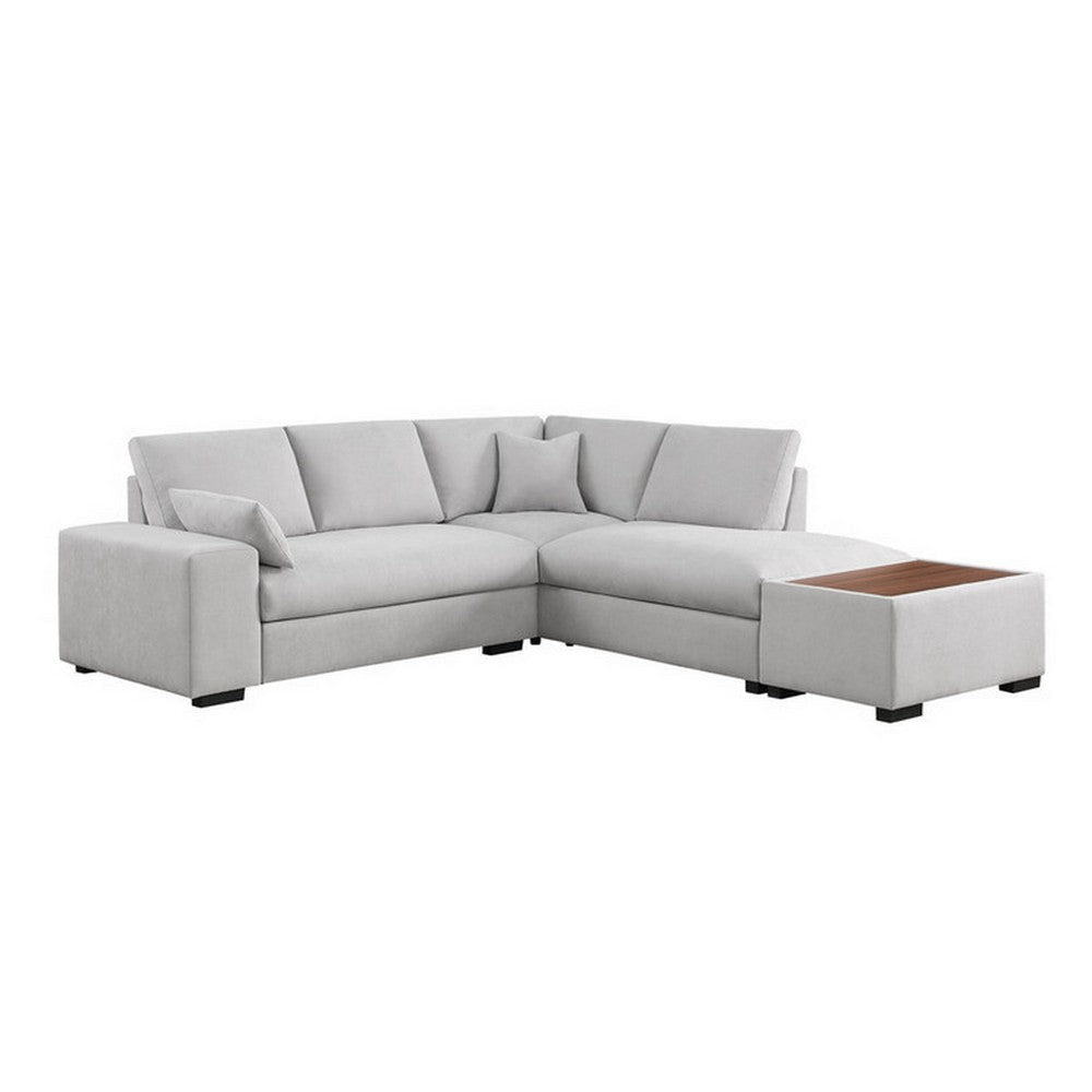 Eri 100 Inch Sectional Sofa Right Chaise Ottoman Pillows Light Gray By Casagear Home BM317330