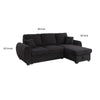 Ica 95 Inch Sleeper Sectional Sofa with Storage Chaise Black Teddy Fleece By Casagear Home BM317339