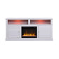 Cier 70 Inch TV Console with LED Fireplace Heater Plinth Base White Gold By Casagear Home BM317340