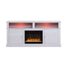 Cier 70 Inch TV Console with LED Fireplace Heater Plinth Base White Gold By Casagear Home BM317340