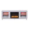 Samy 70 Inch TV Console LED Fireplace Heater Glass Door White Silver By Casagear Home BM317341