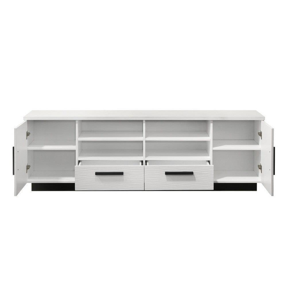 Sda 71 Inch TV Media Console Door Cabinets Drawers Black Handles White By Casagear Home BM317342