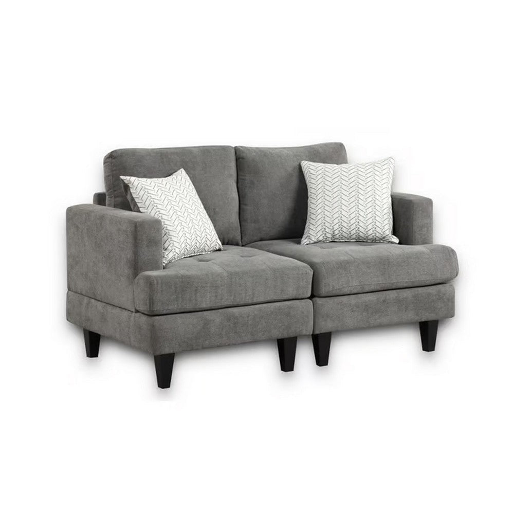 Lae 3 Piece Living Room Sofa Loveseat Chair Set 5 Pillows Gray Chenille By Casagear Home BM317349