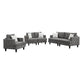 Lae 3 Piece Living Room Sofa, Loveseat, Chair Set, 5 Pillows, Gray Chenille By Casagear Home