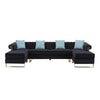 Ore 128 Inch Sectional Sofa with Double Chaise 5 Seater Black Velvet By Casagear Home BM317352