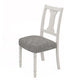 Sane 19 Inch Dining Side Chair Set of 2 Fiddleback White Wood Gray Linen By Casagear Home BM317354