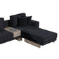 Phsy 123 Inch Modular Sectional Sofa with Storage Table USB Black Velvet By Casagear Home BM317357