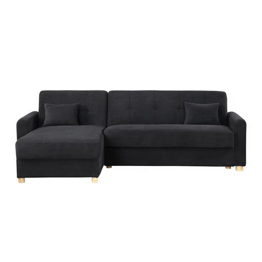 Masy 100 Inch Convertible Sleeper Sectional Sofa with Storage Chaise Black By Casagear Home BM317360