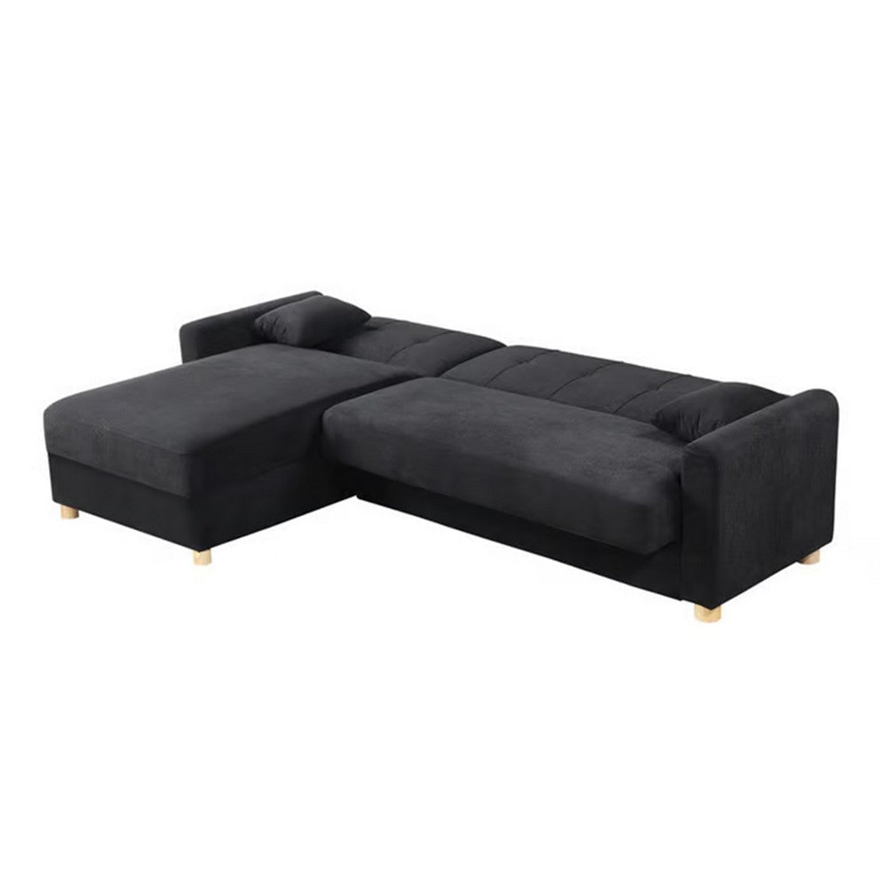 Masy 100 Inch Convertible Sleeper Sectional Sofa with Storage Chaise Black By Casagear Home BM317360