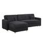 Masy 100 Inch Convertible Sleeper Sectional Sofa with Storage Chaise, Black By Casagear Home