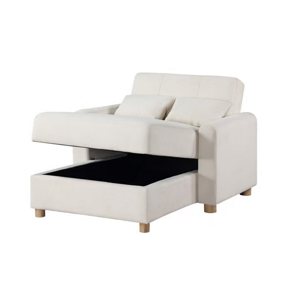 Masy 66 Inch Sleeper Sectional Lounge Chair Storage Chaise White By Casagear Home BM317363