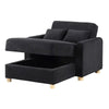 Masy 66 Inch Sleeper Sectional Lounge Chair Storage Chaise Black By Casagear Home BM317364