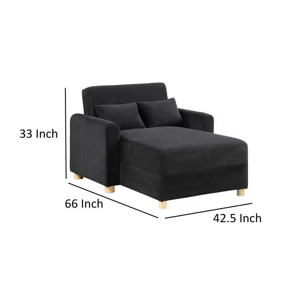 Masy 66 Inch Sleeper Sectional Lounge Chair Storage Chaise Black By Casagear Home BM317364