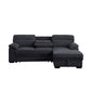 Geni 93 Inch Sleeper Sectional Sofa Right Chaise Dark Gray USB C Port By Casagear Home BM317365