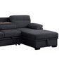 Geni 93 Inch Sleeper Sectional Sofa Right Chaise Dark Gray USB C Port By Casagear Home BM317365