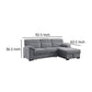 Geni 93 Inch Sleeper Sectional Sofa Right Chaise Light Gray USB C Port By Casagear Home BM317367