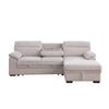 Geni 93 Inch Sleeper Sectional Sofa with Right Chaise Beige USB C Port By Casagear Home BM317368