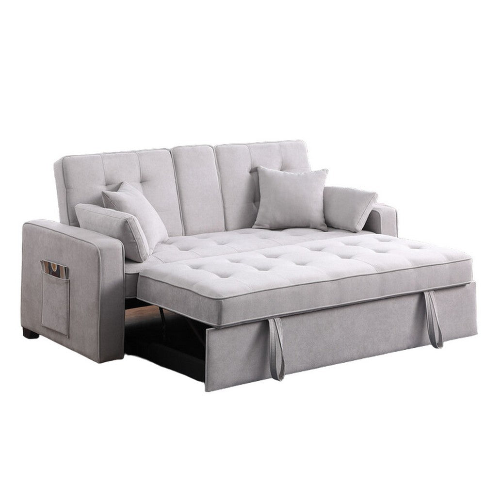 Oli 70 Inch Convertible Sleeper Loveseat Pull Out Bed Pillows Light Gray By Casagear Home BM317371