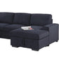 Leni 118 Inch Sleeper Sectional Sofa with Right Facing Chaise Gray Woven By Casagear Home BM317373