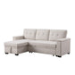 Lusy 85 Inch Reversible Sleeper Sectional Sofa with Storage Chaise, Beige By Casagear Home