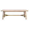 90 Inch Dining Table Rectangular Oak Veneer Top Gold Metal Brackets By Casagear Home BM317377