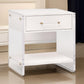 26 Inch Nightstand White Faux Shagreen Resin Drawer Acrylic Panel Legs By Casagear Home BM317378