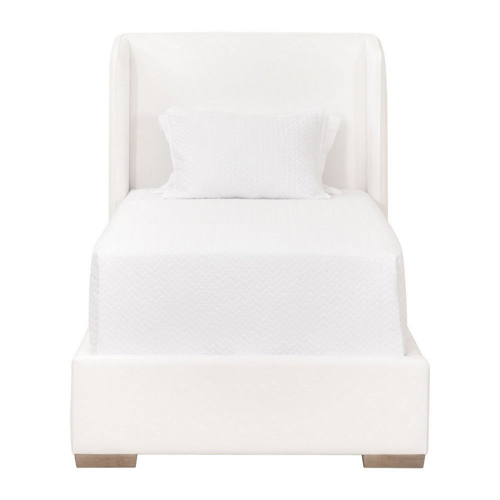 83 Inch Twin Size Bed Wingback Headboard Pearl White Fabric Upholstery By Casagear Home BM317379