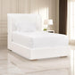 83 Inch Twin Size Bed Wingback Headboard Pearl White Fabric Upholstery By Casagear Home BM317379