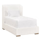 83 Inch Twin Size Bed, Wingback Headboard, Pearl White Fabric Upholstery By Casagear Home