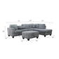 Ega 81 Inch Sectional Sofa with Reversible Chaise Ottoman Gray Corduroy By Casagear Home BM317382