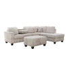 Ega 81 Inch Sectional Sofa with Reversible Chaise, Ottoman, Beige Corduroy By Casagear Home