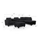 Ega 81 Inch Sectional Sofa Chaise Ottoman Bluetooth Speakers Black By Casagear Home BM317385