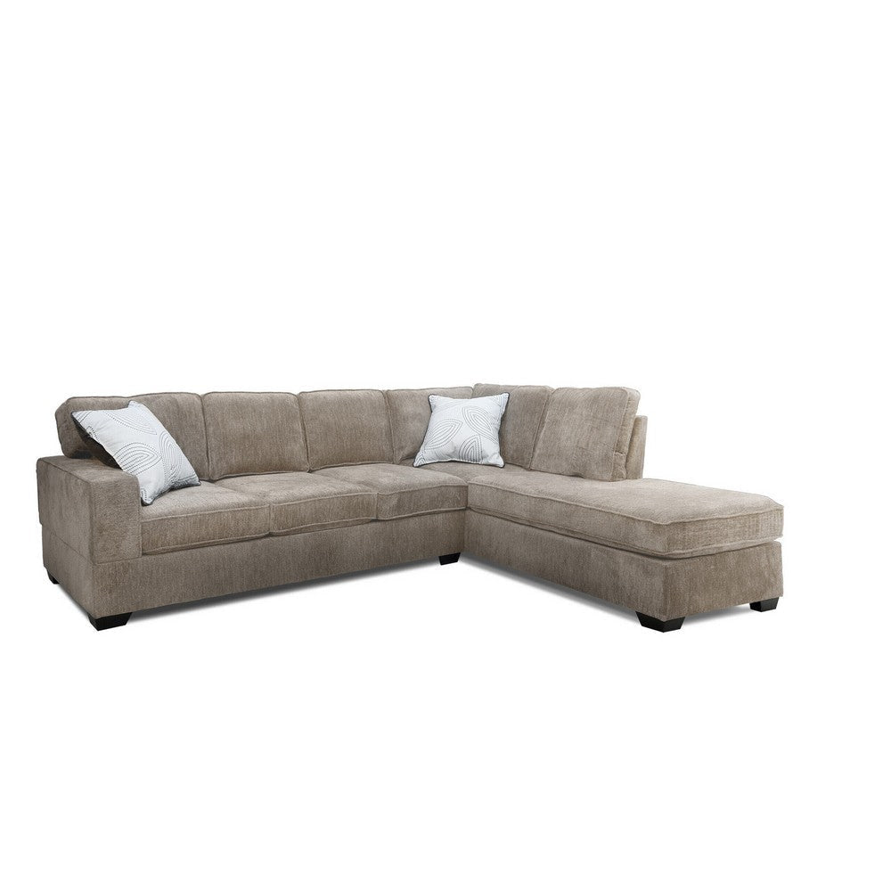 Rosy 77 Inch Sectional Sofa with L Shape Reversible Chaise, Beige Chenille  By Casagear Home