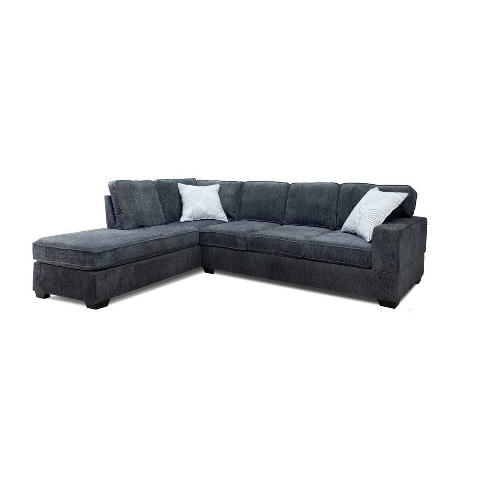 Rosy 77 Inch Sectional Sofa with L Shape Reversible Chaise Gray Chenille By Casagear Home BM317389