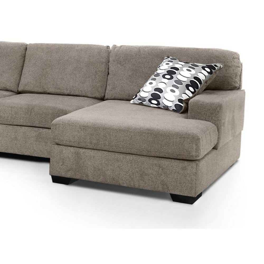 Zia 93 Inch Wide Sectional Sofa with Double Chaise Pillows Gray Chenille By Casagear Home BM317391