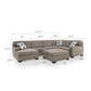 Zia 93 Inch U Sectional Sofa with Double Chaise Ottoman Beige Chenille By Casagear Home BM317392