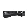 Zia 93 Inch Wide Sectional Sofa with Double Chaise Ottoman Black Chenille By Casagear Home BM317394