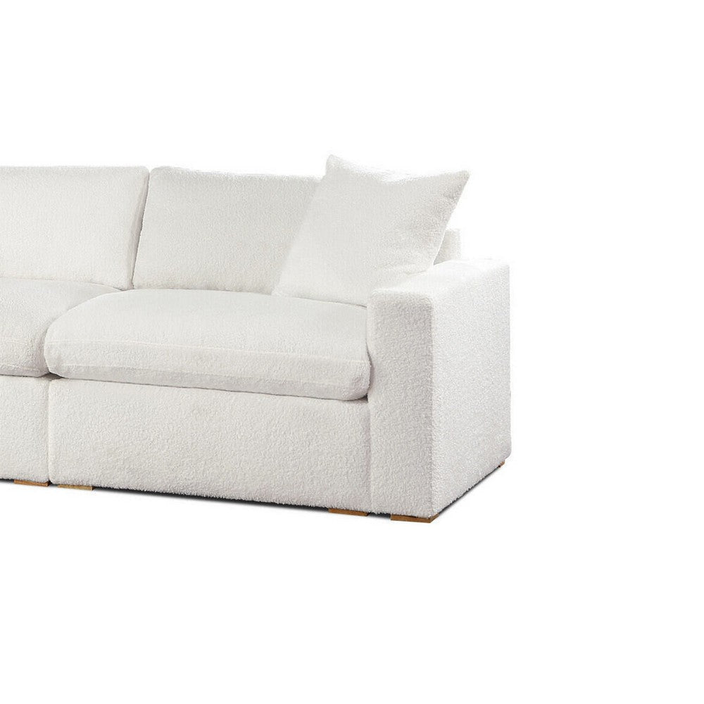 Dexy 119 Inch 4pc L Shape Modular Sectional Sofa Ivory Teddy Fabric By Casagear Home BM317396