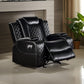 Aile 37 Inch Modern Power Recliner Chair Black Faux Leather Upholstery By Casagear Home BM317399