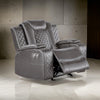 Aile 37 Inch Modern Power Recliner Chair Gray Faux Leather Upholstery By Casagear Home BM317400