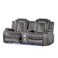 Aile 73 Inch Power Recliner Loveseat Bluetooth Speaker Gray Faux Leather By Casagear Home BM317402