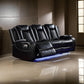 Aile 85 Inch Power Recliner Sofa Bluetooth Charging Black Faux Leather By Casagear Home BM317403