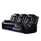 Aile 85 Inch Power Recliner Sofa, Bluetooth, Charging, Black Faux Leather By Casagear Home